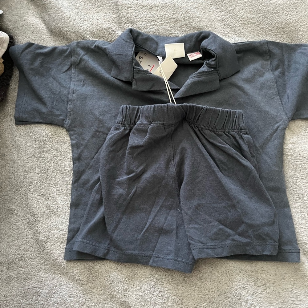 Zara Charcoal Kids' Polo and Shorts Set